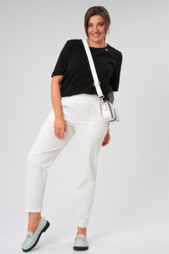 Брюки свободного кроя из текстиля для повседневной носки GRATTO 3235 молочный - фото 3