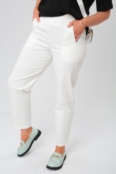 Брюки свободного кроя из текстиля для повседневной носки GRATTO 3235 молочный - фото 2