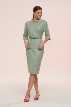 Зеленый комплект из костюмной ткани: блузка и зауженная юбка Ларс Стиль 752 - фото 1