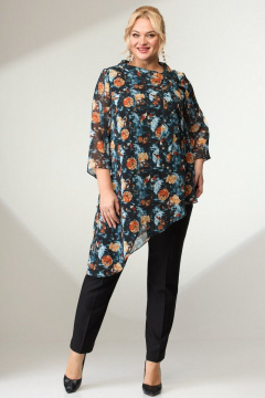 Мультиколорная шифоновая блузка с асимметричной линией и завязками Angelina & Сo 799 - фото 5