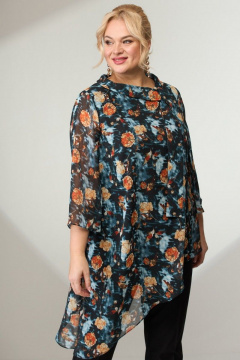 Мультиколорная шифоновая блузка с асимметричной линией и завязками Angelina & Сo 799 - фото 2