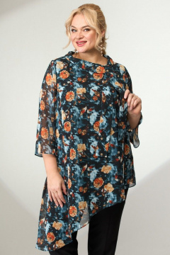 Мультиколорная шифоновая блузка с асимметричной линией и завязками Angelina & Сo 799 - фото 1