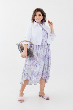 Оверсайз платье длинное с длинным спинког и сборками Anelli 1312 лаванда - фото 5