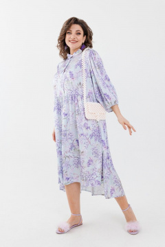 Оверсайз платье длинное с длинным спинког и сборками Anelli 1312 лаванда - фото 1