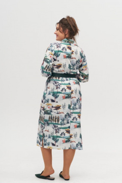 Платье-трубка из вискозы с рукавами на манжете и карманами Anelli 1320 зеленый - фото 4