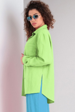 Зеленая льняная рубашка с накладными карманами DOGGI 080/1 лайм - фото 2