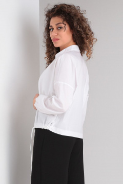 Белая льняная блузка с кулиской и сборками DOGGI 092/1 белый - фото 4