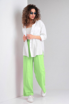 Льняные свободные брюки «Палаццо» с карманами DOGGI 0102/1 лайм - фото 2