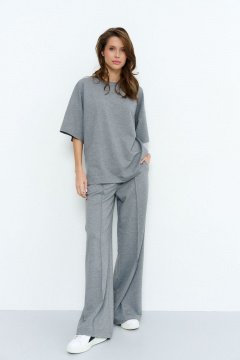 Трикотажный костюм из джемпера и брюк с наклонными карманами Luitui R4025 серый - фото 3