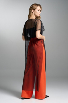 Демисезонный комплект из сетчатой туники и брюк с разрезами VI ORO VR-1031 оранжевый - фото 3