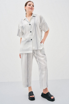 Брюки укороченные свободного силуэта из хлопка и льна Art Ribbon M3821B - фото 3