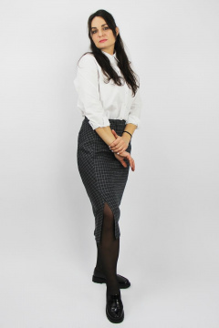 Серая вязаная юбка с отрезной боковой деталью Полесье С7081-20 1С1010-Д43 158,164 т.антрацит - фото 3