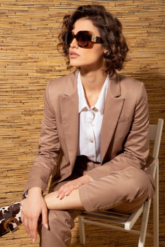 Жакет из хлопковой костюмной ткани с прорезными карманами Nova Line 10411 ореховый - фото 3