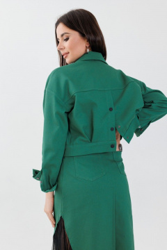 Юбка трапеция с карманами и яркими цветами Anelli 1279 изумруд - фото 4