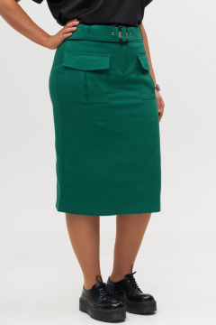 Эко-замшевая юбка трапеция до колена с минималистичным стилем Anelli 1193 зеленый - фото 2