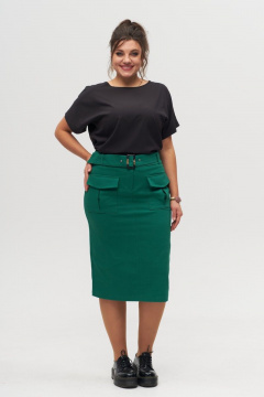 Эко-замшевая юбка трапеция до колена с минималистичным стилем Anelli 1193 зеленый - фото 1