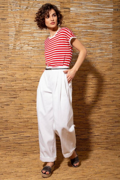 Майка в полоску из трикотажа для демисезона Nova Line 20727 Полоска_красная - фото 4