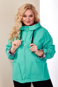 Куртка демисезонная с кокеткой и ярким отделкой Shetti 2118 бирюза - фото 3