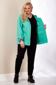 Куртка демисезонная с кокеткой и ярким отделкой Shetti 2118 бирюза - фото 2