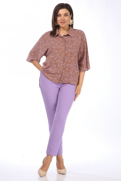 Комплект блузки и брюк с пайетками и кулиской в демисезон Matini 1.1527 фиолет - фото 3