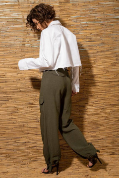 Брюки-карго из легкой ткани с накладными карманами Nova Line 40073 хаки - фото 5