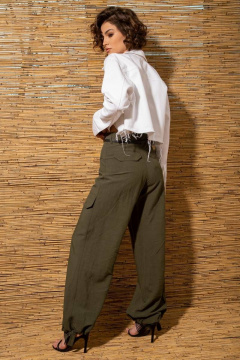 Брюки-карго из легкой ткани с накладными карманами Nova Line 40073 хаки - фото 4