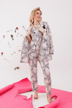 Брюки, жакет, жилет NikVa 359-1 беж_разводы - фото 1