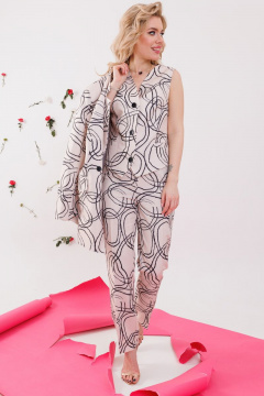 Брюки, жакет, жилет NikVa 359-1 беж_разводы - фото 5