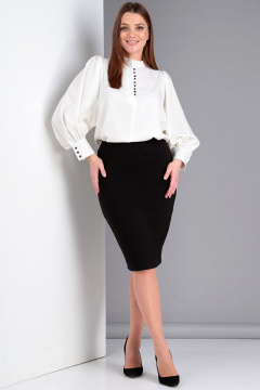 Демисезонная оригинальная блуза с короткими рукавами Таир-Гранд 62423 молочный - фото 5