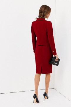 Деловой красный костюм из трикотажа с жакетом и юбкой Панда 135110w терракотовый - фото 3