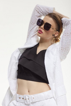 Черный топ свободного кроя с V-образным вырезом Vesnaletto 3354 - фото 1