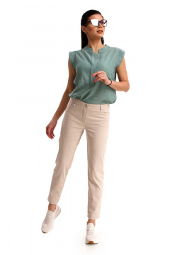 Облегающие укороченные брюки из хлопка с карманами IUKONA Б556 бежевый - фото 3