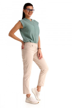 Облегающие укороченные брюки из хлопка с карманами IUKONA Б556 бежевый - фото 1