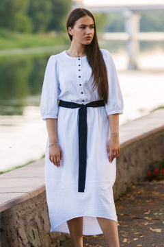 Летнее платье из хлопка с поясом и карманами MadameRita 5171 - фото 3