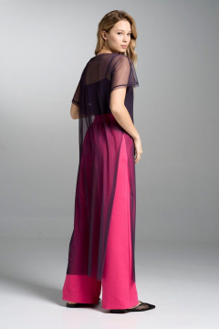 Туника из сетки с разрезами и расширенными брюками VI ORO VR-1031 фуксия - фото 5