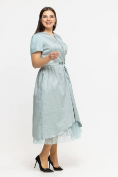Платье летнее из хлопка с V-образным вырезом и принтом Avila 0926 мятный - фото 3