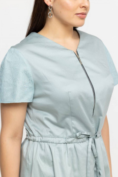 Платье летнее из хлопка с V-образным вырезом и принтом Avila 0926 мятный - фото 4