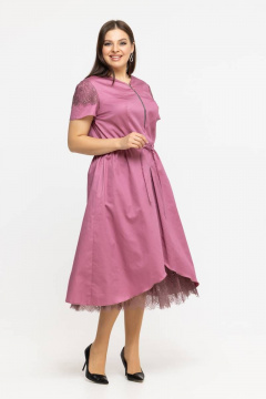 Платье летнее из хлопка с кулиской и принтом Avila 0926 сливовый - фото 3