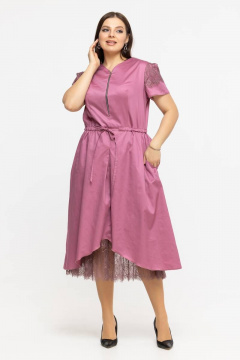 Платье летнее из хлопка с кулиской и принтом Avila 0926 сливовый - фото 5