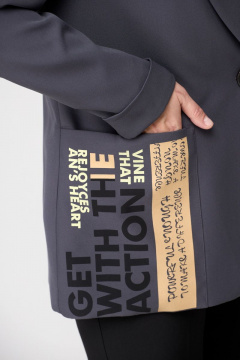 Деловой жакет из текстиля с длиной 71 см DaLi 3594.1 серый - фото 2