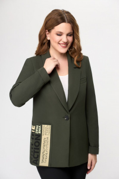 Деловой жакет из текстиля длина 71 см, рукав 62 см DaLi 3594.1 хаки - фото 1