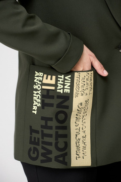 Деловой жакет из текстиля длина 71 см, рукав 62 см DaLi 3594.1 хаки - фото 2