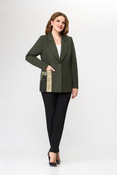 Деловой жакет из текстиля длина 71 см, рукав 62 см DaLi 3594.1 хаки - фото 4
