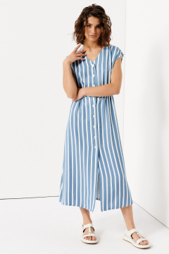 Легкое сарафанное платье из вискозы с пуговицами и карманами Панда 138180w голубой - фото 2