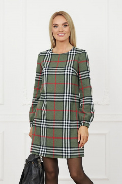 Платье в клетку из хлопка с манжетами и шлицей Azzara 857 - фото 1