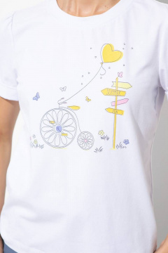 Джемпер с коротким рукавом и печатью из хлопка и трикотажа Femme & Devur 30712 1.1F(170) - фото 3