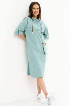 Платье свободного кроя с воротником-стойкой и съемным карманом Магия моды 2243 шалфей - фото 5