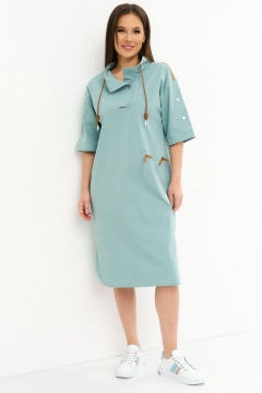 Платье свободного кроя с воротником-стойкой и съемным карманом Магия моды 2243 шалфей - фото 3