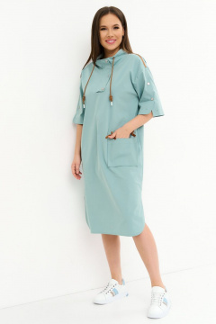 Платье свободного кроя с воротником-стойкой и съемным карманом Магия моды 2243 шалфей - фото 1