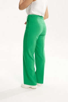 Зеленые прямые брюки из текстиля с карманами Mislana 856 зеленый - фото 5